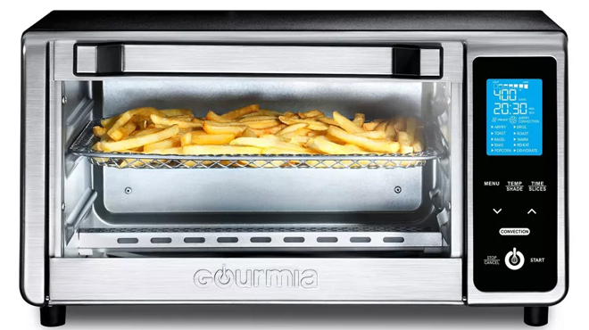 Gourmia Digital 4 Slice Toaster Oven Air Fryer Stainless Steel Gray