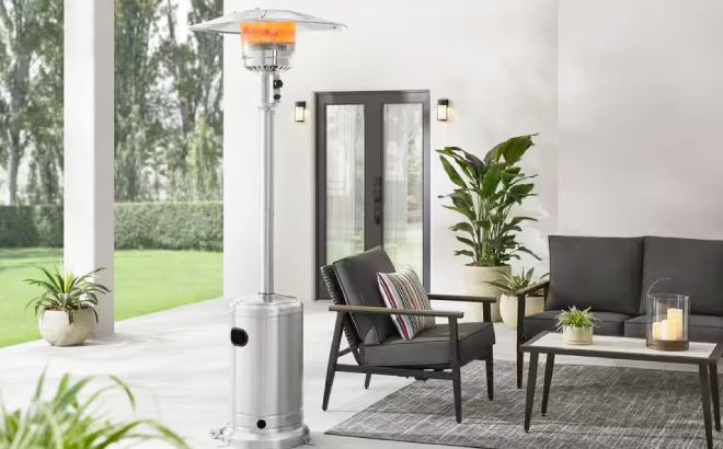 Hampton Bay Stainless Steel Patio Heater with Wheels