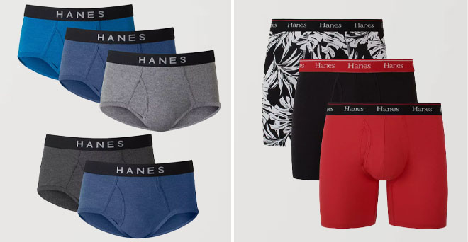 Hanes 5 Pack ComfortBlend Fresh IQ Briefs and Hanes Originals Ultimate 3 Pack Boxer Briefs