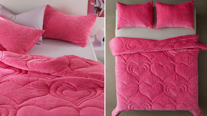 Heart Puff Velour Comforter