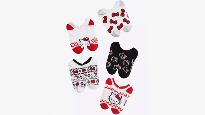 Hello Kitty 5 Pair No Show Socks