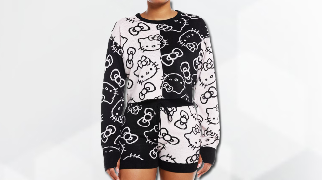 Hello Kitty Bow Split Girls Crop Sweater