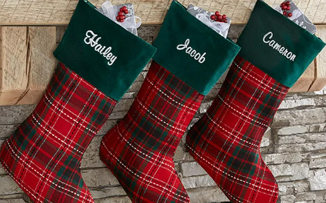 Holiday Plaid Personalized Stockings