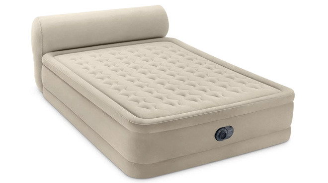 Intex Durabeam Headboard 18 inch Queen Air Mattress with Built in Pump