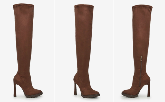 JLO Jennnifer Lopez Coblin Over The Knee Boots Dark Brown