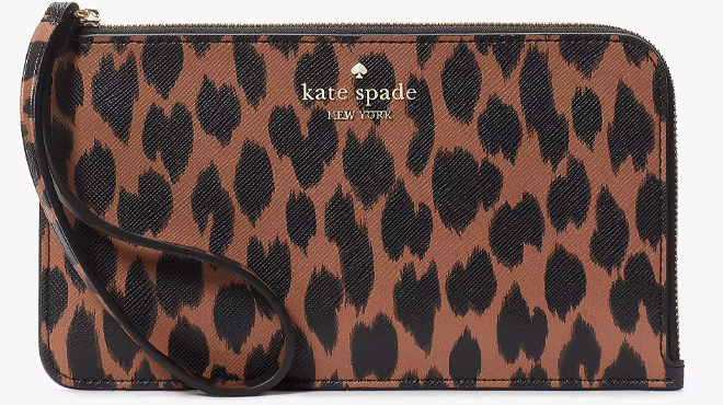 Kate Spade Lucy Lucy Medium L Zip Wristlet with Cheetah Pattern