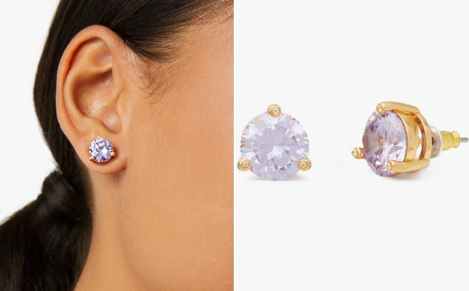 Kate Spade Rise And Shine Studs in Light Amethyst Color