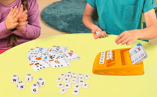 Kids Playing a 2 in 1 Matching Letter Game