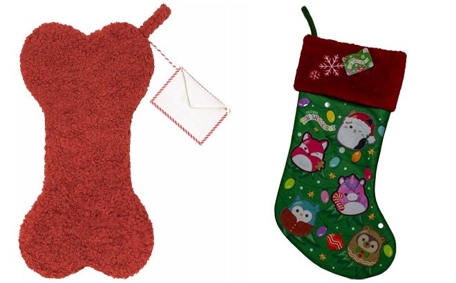 Kurt Adler Squishmallows Christmas Stocking and St Nicholas Square Red Pet Stocking