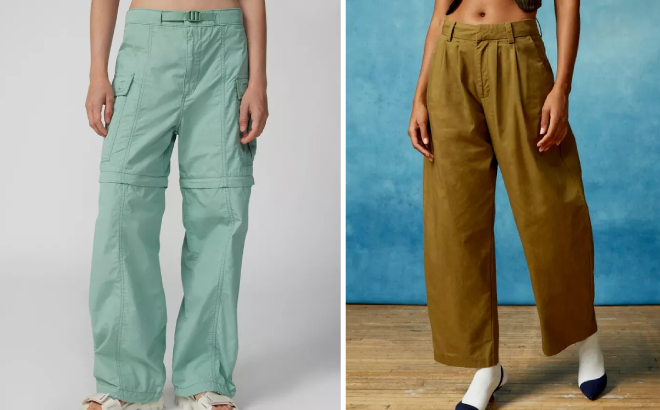 Levis Womens Convertible Cargo Pants andBDG Womens Grandpa Twill Mid Rise Trouser Pants