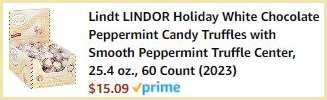 Lindt Lindor Holiday White Chocolate Peppermint Truffles Checkout Summary