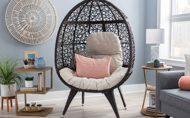 Linon Egbert Round Egg Accent Chair in the Room