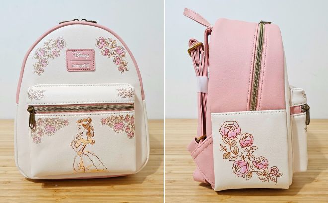 Loungefly Disney Beauty And The Beast Belle Roses Mini Backpack