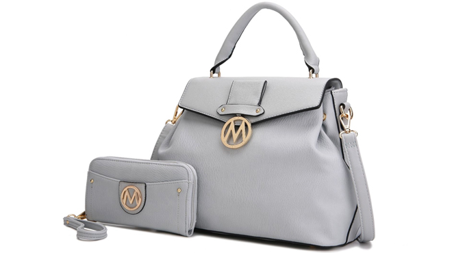 MKF Aurora Crossbody Satchel and Wallet in Light Blue Color