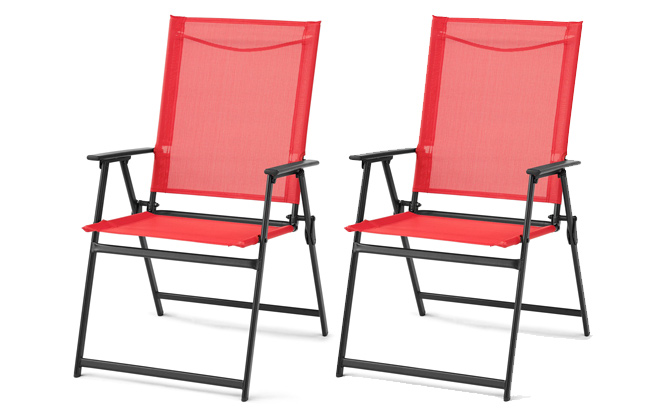 Mainstays Greyson Square Set of 2 Outdoor Patio Steel Sling Folding Chair