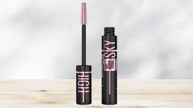 Maybelline Lash Sensational Sky High Washable Mascara on a Table