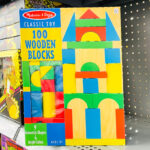 Melissa Doug Wooden Building Blocks 100 Piece Set on the shelf