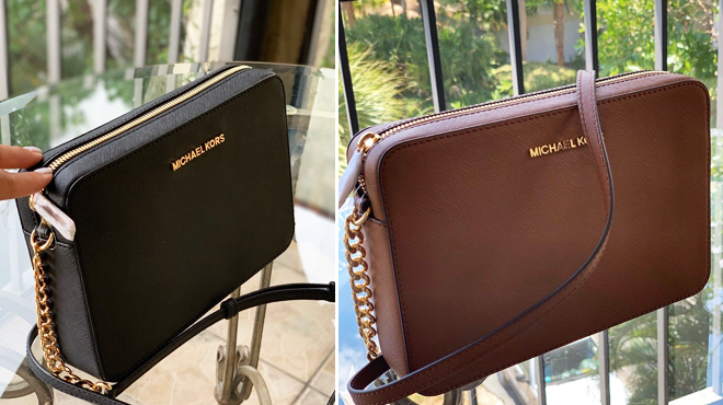 Michael Kors Jet Set Large Saffiano Leather Crossbody Bag in Two Colors