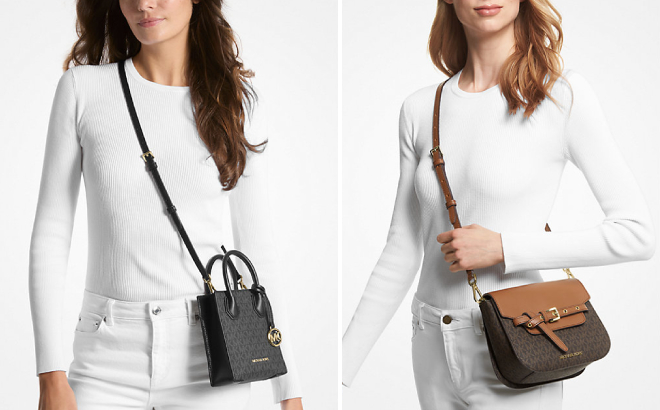 Michael Kors Mercer Extra Small Logo and Leather Crossbody Bag and Emilia Small Logo Crossbody Bag