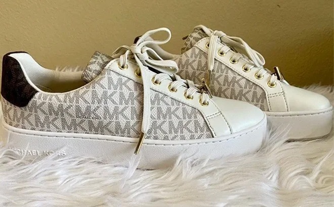 Michael Kors Poppy Color Block Logo Sneaker in Vanilla Color