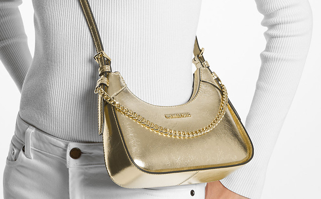 Michael Kors Wilma Small Metallic Crossbody Bag in Gold