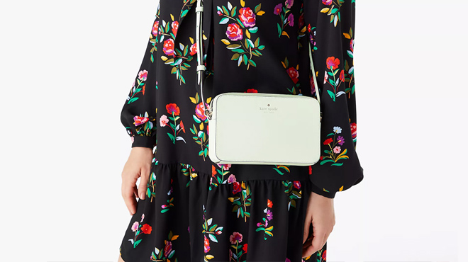 Model Wearing Green Kate Spade Sienna Crossbody