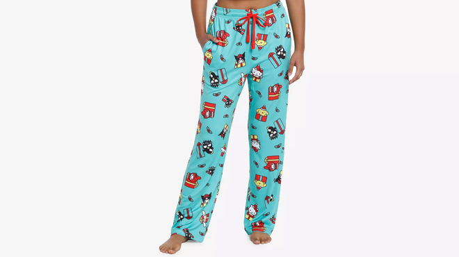 Model Wearing Hello Kitty Pajama Pants