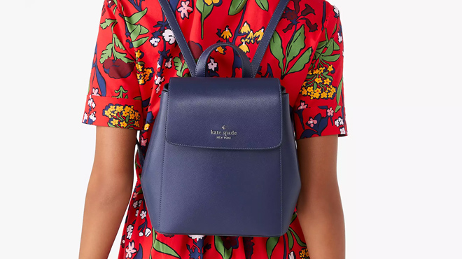 Model Wearing Kate Spade Madison Flap Backpack