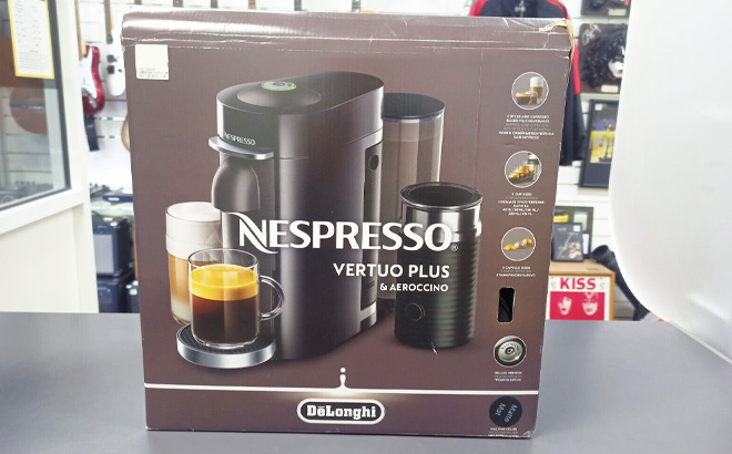 Nespresso VertuoPlus Coffee and Espresso Machine in Matte Black Color