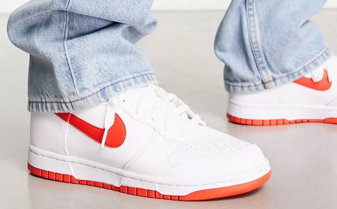 Nike Dunk High Retro Sneakers in White and Red