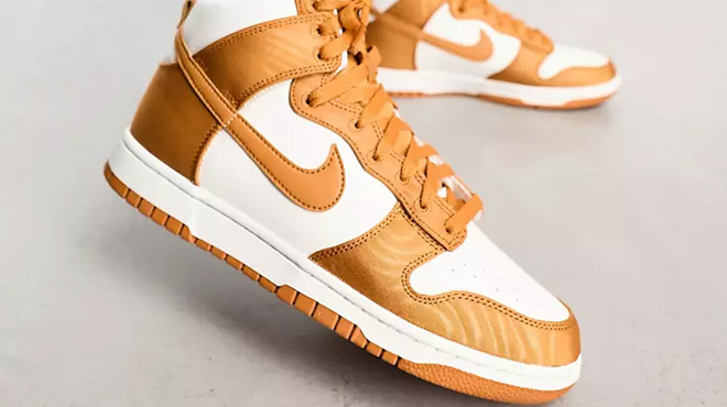 Nike Dunk Retro High Sneakers in White and Brown 1