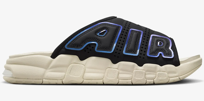 Nike Mens Air More Uptempo Slides on Gray Background