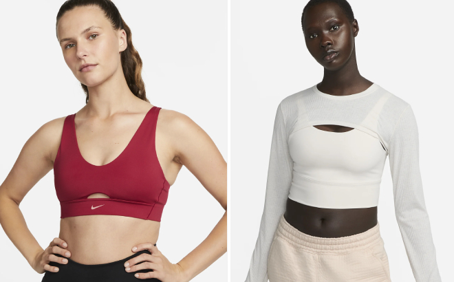 Nike Womens Indy Plunge Cutout Sports Bra and Nike Womens Yoga Luxe Shrug