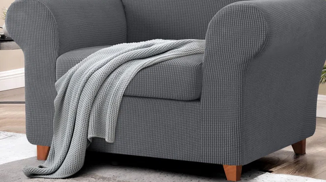 Pizarro Box Cushion Armchair Slipcover in Light Gray