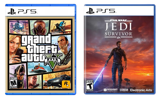 PlayStation 5 Grand Theft Auto V and PlayStation 5 Star Wars Jedi Survivor