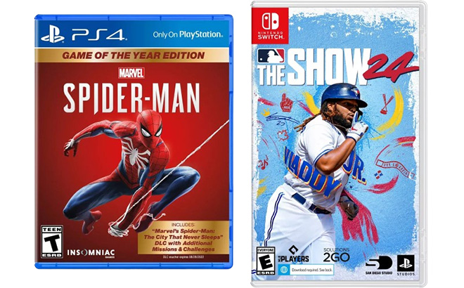 Playstation Marvels Spider Man Game and Nintendo Switch MLB The Show 24