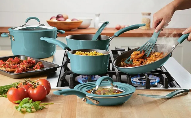 Rachael Ray Blue 11 Piece Cookware Set