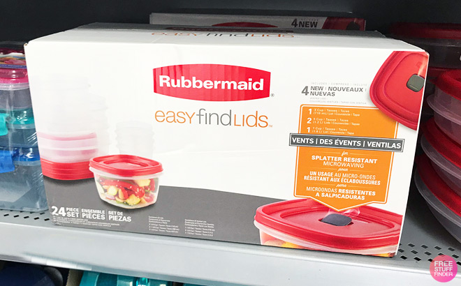 Rubbermaid 24 Piece Storage on a Store Shelf