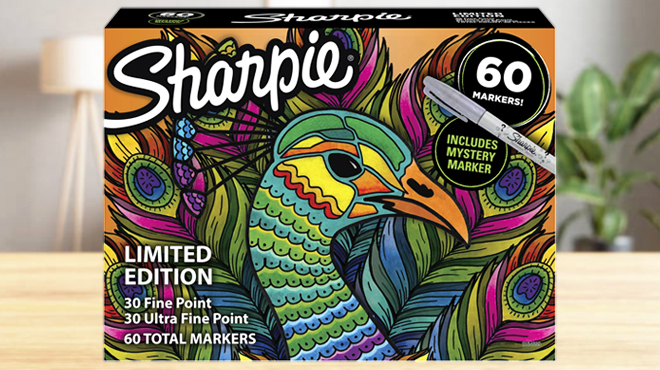 Sharpie 60 Count Permanent Markers Limited Edition on a Desk