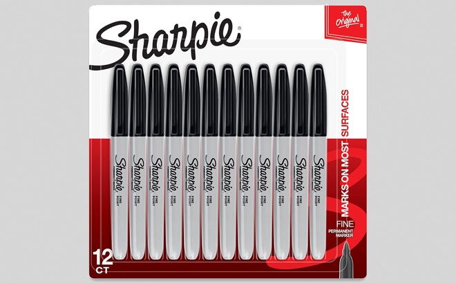 Sharpie Permanent Black Markers 12 Count