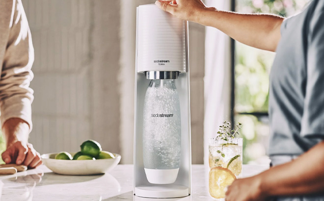 SodaStream Terra Sparkling Water Maker Bundle in White Color