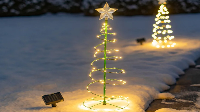 Solar Powered LED Spiral Christmas Tree Set of 2