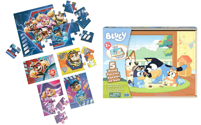 Spin Master Bluey 5 Pack of Jigsaw Puzzles in Storage Box