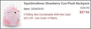 Squishmallows Strawberry Cow Plush Backpack Checkout Summary