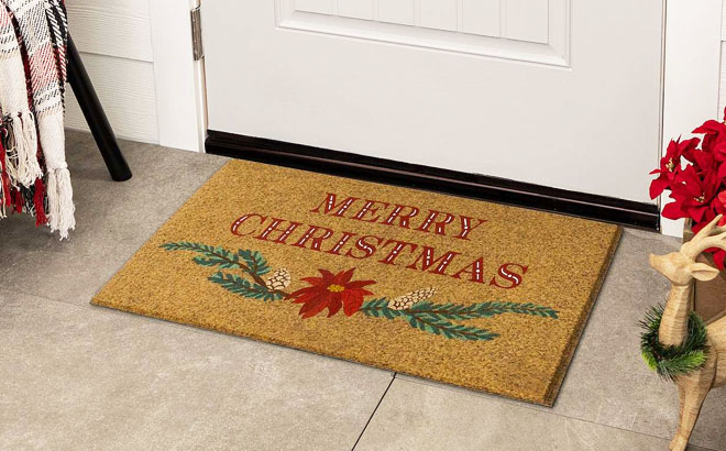 St Nicholas Square Merry Christmas Doormat on Front Door