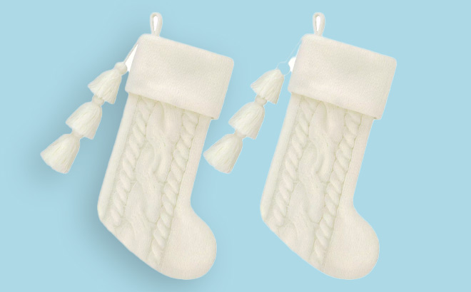 St Nicholas Square White Cable Knit Stocking