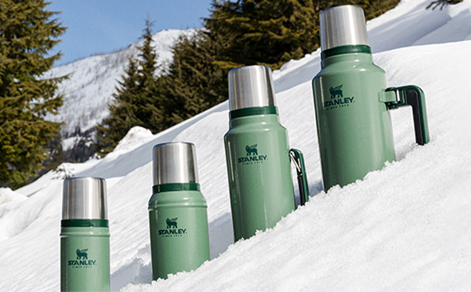 Stanley Classic Legendary Travel Bottles Green in the Snow