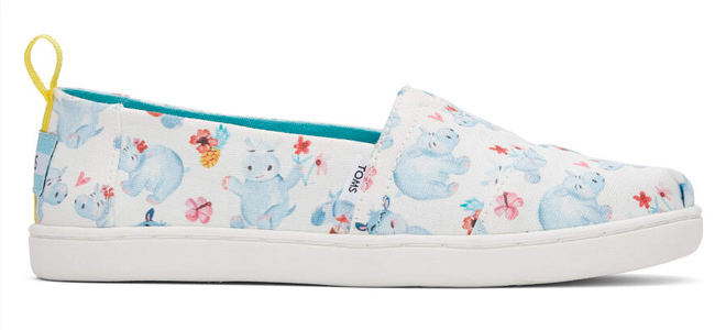 TOMS Youth Alpargata Summer White Hippos