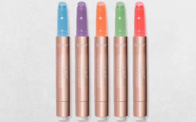 Tarte Maracuja Juicy Lip Shift 5 Piece Set on a Gray Background