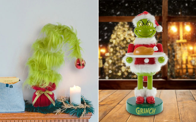 The Grinch 13 Inch Tree and The Grinch Wooden Nutcracker